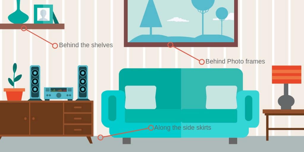 potential Termite active areas in living room area